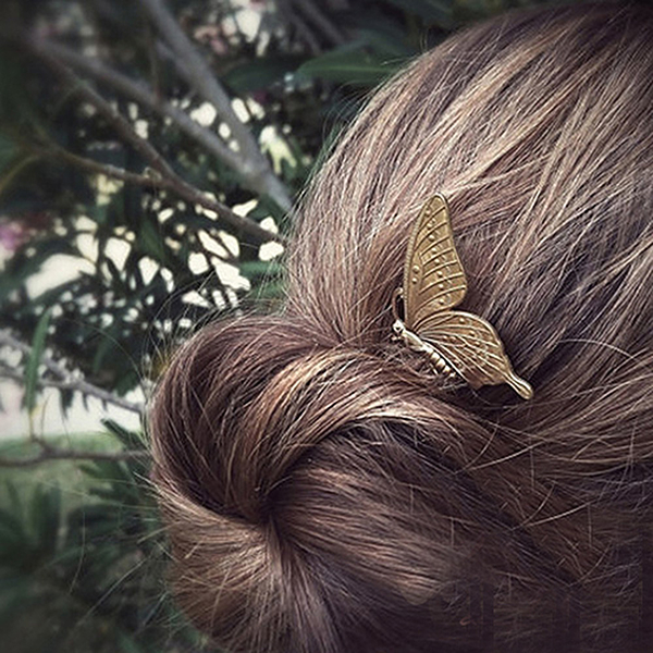 UNICO 歐美 復古巴洛克風金屬造型蝴蝶髮梳