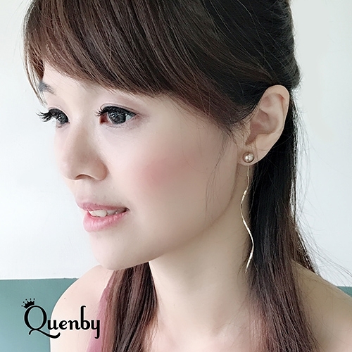 Quenby 送禮 母親節 韓系 平價飾品 一款二戴 珍珠美人長波浪線條耳環/耳針