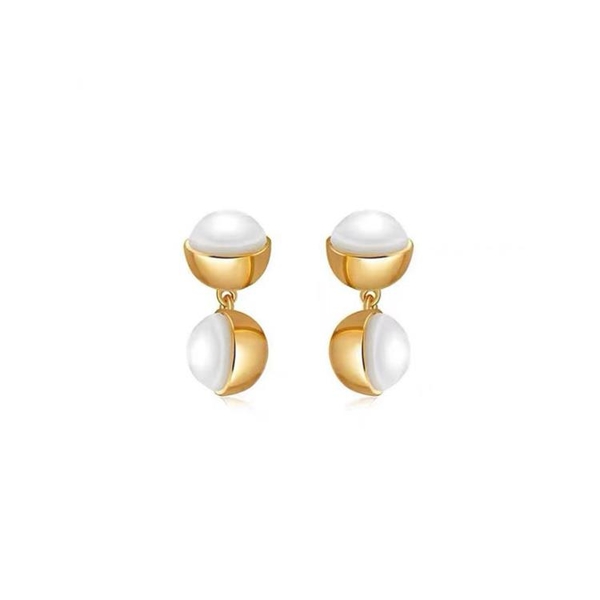 法式珍珠耳環2023年新款潮個性雙胞胎輕奢優雅日常925銀針耳飾女