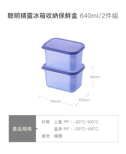 樂扣樂扣聰明精靈冰箱收納640ml保鮮盒/2件組(HLE5200S2)
