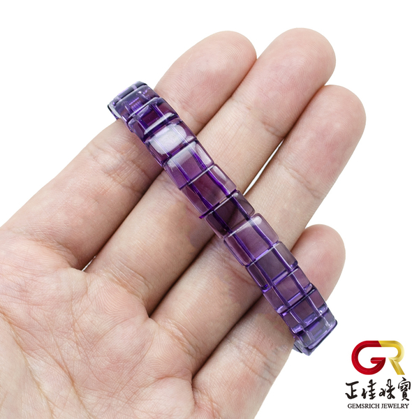 紫水晶 冰種方牌紫晶手排 7x10mm 紫水晶手排 日本彈力繩 product thumbnail 10