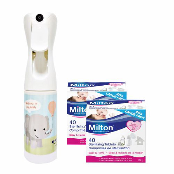 英國 Milton 米爾頓 消毒錠40入x2+大象噴霧輕巧瓶188ml