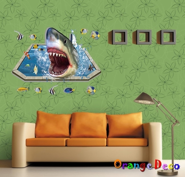 壁貼【橘果設計】3D海底世界 DIY組合壁貼 牆貼 壁紙 壁貼 室內設計 裝潢