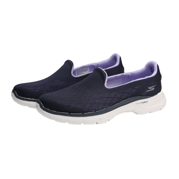 SKECHERS GO WALK 6 藍紫 女 免綁帶 輕量 穩定 支撐 機能 健走鞋 懶人鞋 休閒鞋 124522NVLV