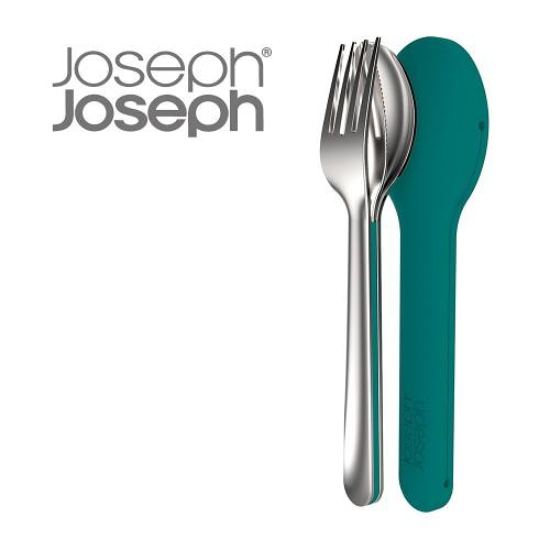 英國 Joseph Joseph 翻轉不鏽鋼餐具組-藍綠色