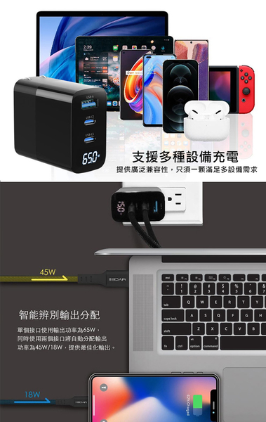 MYCELL 65W氮化鎵GDK55T 黑色+勇固線耐彎折編織線USB-Type-C-200cm product thumbnail 6