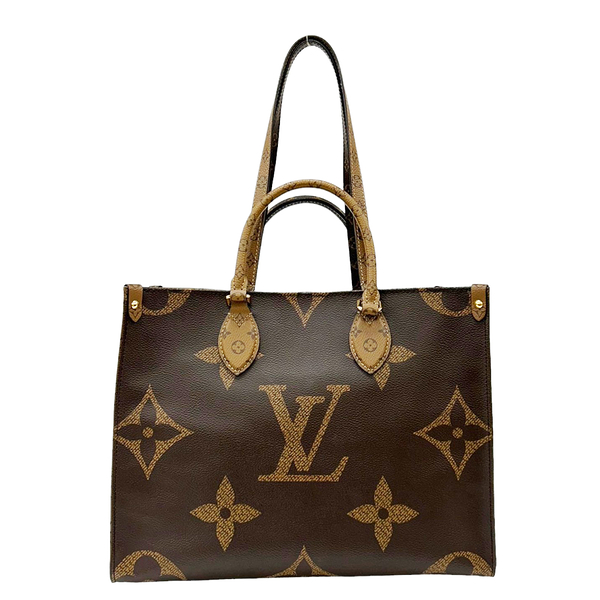 LOUIS VUITTON LV 路易威登 棕色 PVC塗層帆布 Onthego MM 托特 兩用包 M45321 【二手名牌BRAND OFF】