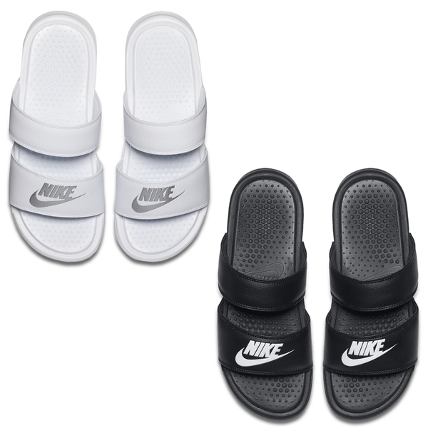 NIKE BENASSI DUO ULTRA SLIDE 拖鞋 女鞋 休閒 雙帶 海綿 白/黑【運動世界】819717-100 / 819717-010