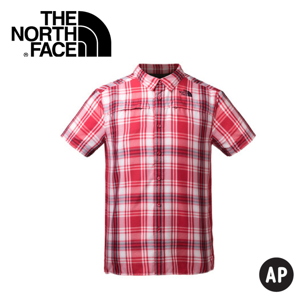 【The North Face 美國 男 抗UV排汗短襯衫《紅色格紋》】3GIK/抗紫外線/透氣/短袖/襯衫