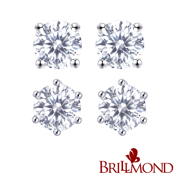 【BRILLMOND JEWELRY】鑽石耳環 20分 冰鑽 925銀台(天然鑽石總重20分 925銀鍍白K金台)