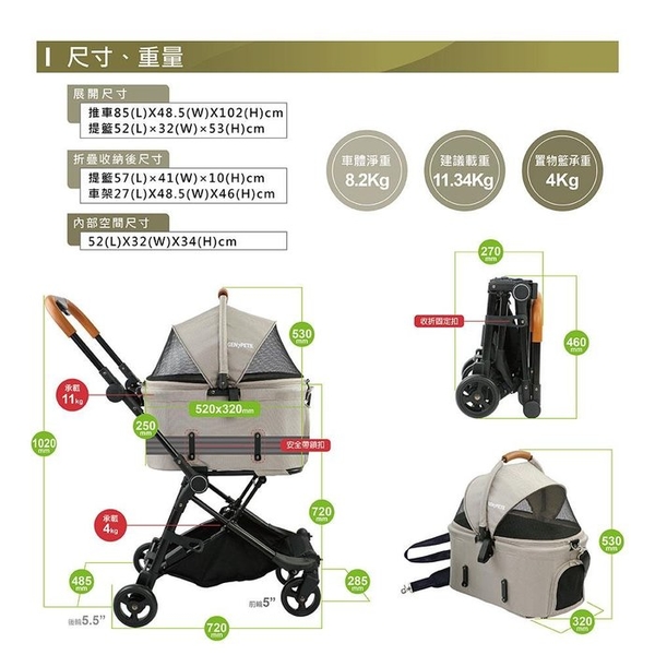 Gen7pets 4 in 1捷旅寵物推車 前輪360度轉向 後輪雙剎系統 保潔墊可清洗 寵物推車『寵喵樂旗艦店』 product thumbnail 9