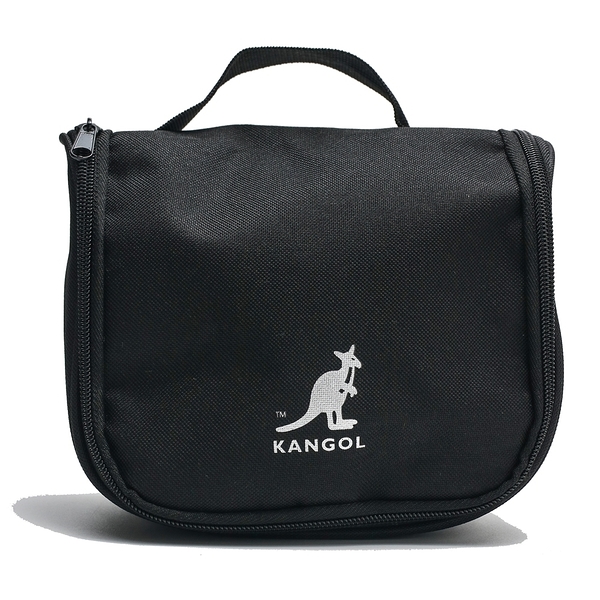 KANGOL 黑 盥洗包 懸掛式 化妝包 手提袋 旅行組 素色 (布魯克林) 6955360220