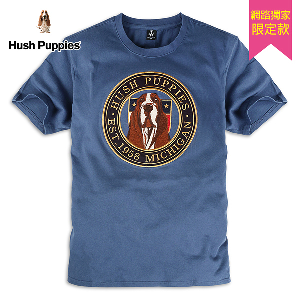 Hush Puppies T恤 男裝經典立體品牌刺繡圖騰狗短袖T恤