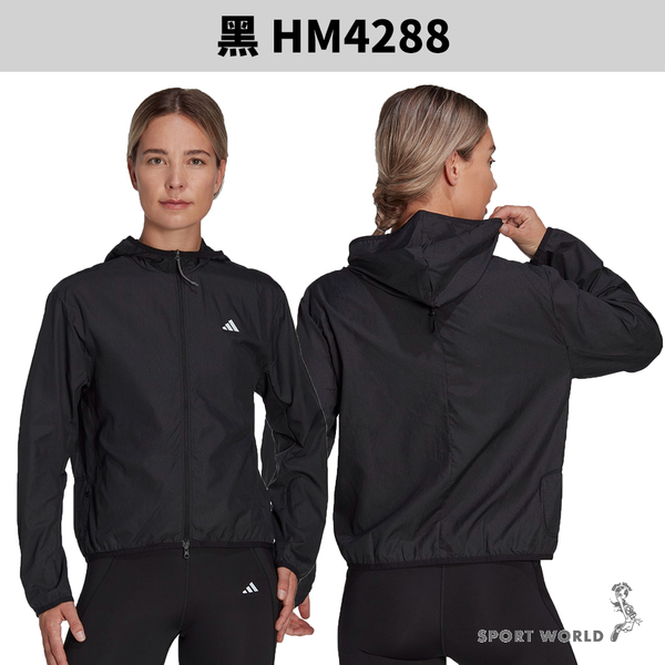 【下殺】Adidas 連帽外套 女裝 防風 拉鍊鑰匙袋 黑【運動世界】HM4288 product thumbnail 3
