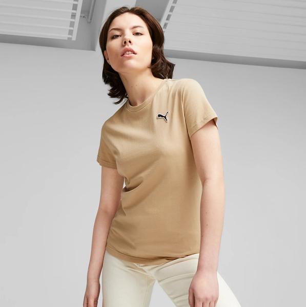 PUMA 短T 基本系列 BETTER ESS 奶茶色 織標 短袖 T恤 女 67598684