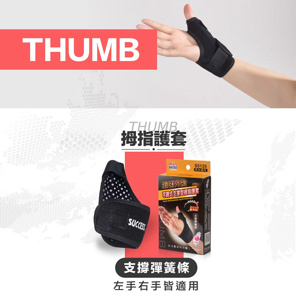 成功SUCCESS 遠紅外線支撐型可調式拇指護套 S5125 台灣製 超值2入組 product thumbnail 3