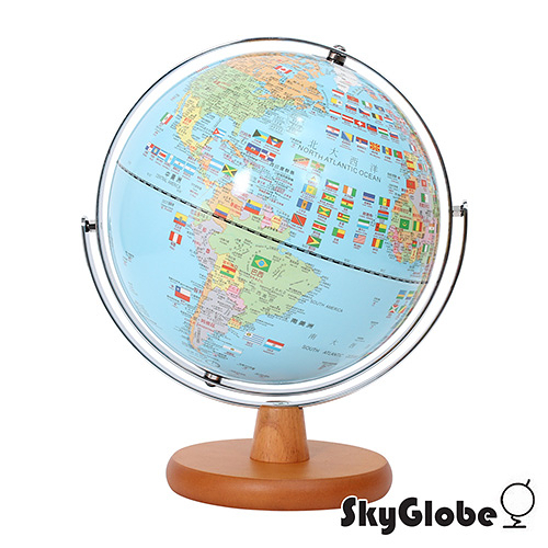 【SkyGlobe】10吋國旗版木質底座/會說話地球儀(中英文對照)