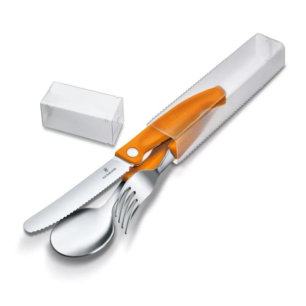 【Victorinox 瑞士維氏】SWISS CLASSIC 折疊式蕃茄刀+湯匙+叉子-橘(6.7192.F9) product thumbnail 2
