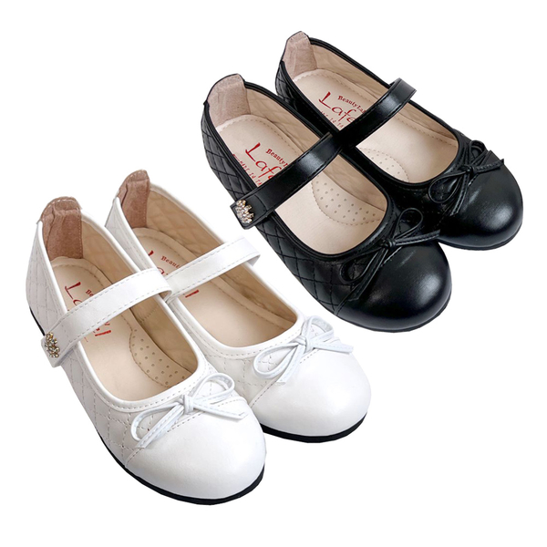 童鞋．小鑽花菱格公主兒童娃娃鞋．黑/白【鞋鞋俱樂部】【189-3172】 product thumbnail 2