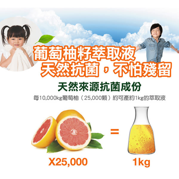 南僑水晶葡萄柚籽抗菌洗衣精2.4kg*1瓶+葡萄柚籽洗衣精補充包1600ml*3包