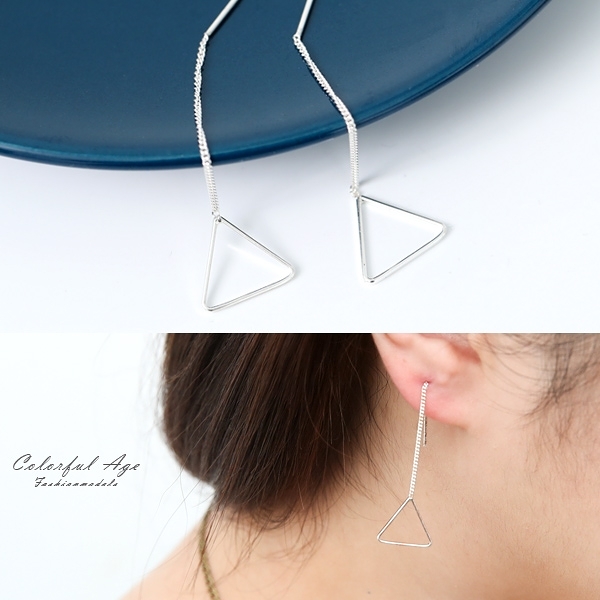 銀飾 三角鐵垂墜純銀耳針耳環【NPD146】一對價格