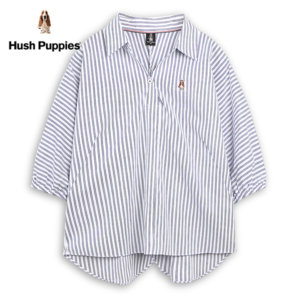 Hush Puppies 襯衫 女裝知性直條紋V領連袖襯衫