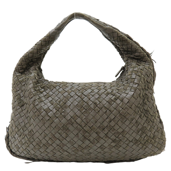 【二手名牌BRAND OFF】BOTTEGA VENETA BV 寶緹嘉 灰色 毛綿羊皮 Brow Woven 肩背包