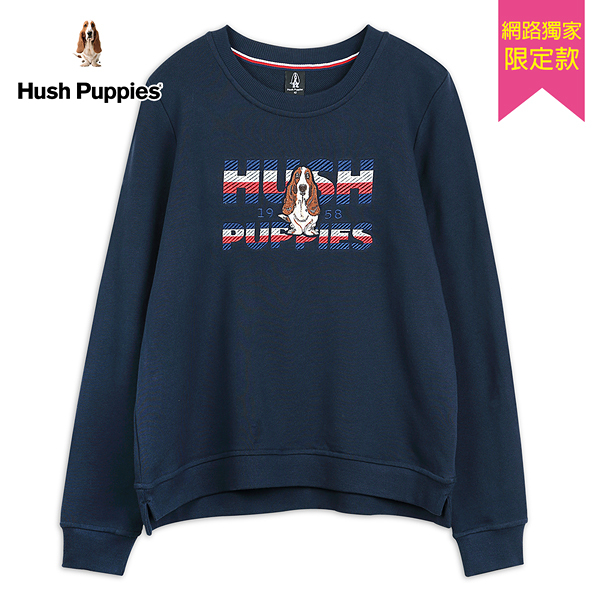 Hush Puppies 上衣 女裝配色字母刺繡狗長袖上衣