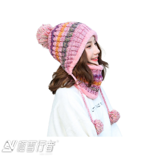 【極雪行者】SW-MZWB加絨加厚針織護耳毛線帽加圍脖兩件套(冬季/保暖/休閒) product thumbnail 4