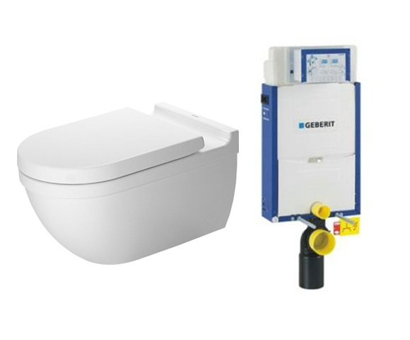 【麗室衛浴】德國 DURAVIT STARCK3 掛牆馬桶 222609 含GEBERIT 懸吊水箱 (磚牆式)