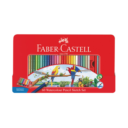 Faber-Castell 輝柏 60色水性色鉛筆/鐵盒/鸚鵡 115965