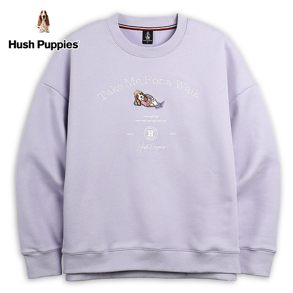 Hush Puppies 上衣 女裝文字刺繡棒球帽狗長袖落肩上衣