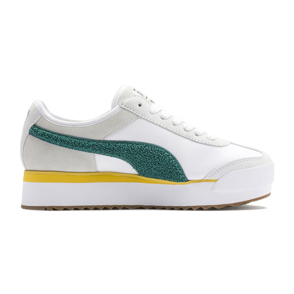 Puma Roma 白色 女 運動鞋 復古足球運動鞋 厚底 增高 毛絨立體 logo 休閒鞋 37094704