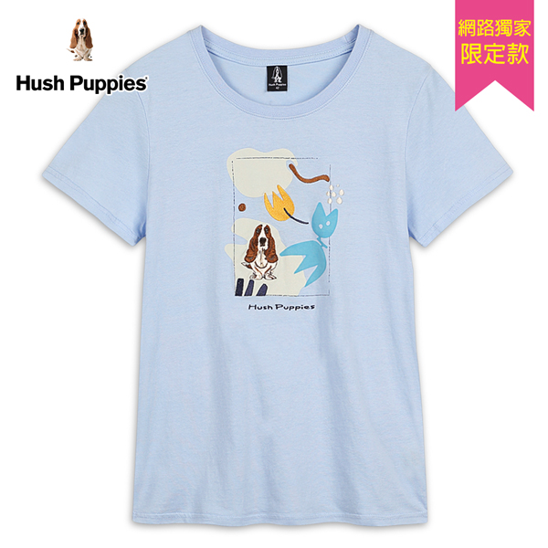 Hush Puppies T恤 女裝印幾何繡花朵刺繡狗短袖T恤 product thumbnail 3