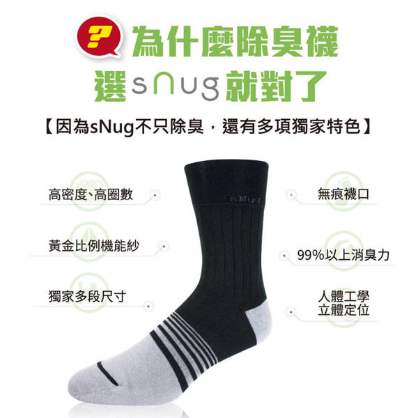 Snug 除臭襪 襪子 科技紳士襪 黑 黑灰 皮鞋襪 吸汗 透氣 腳臭剋星 Snug襪子 除臭抗菌 S001 S002 product thumbnail 3