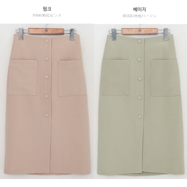 韓國製．氣質排釦大口袋後鬆緊半身裙．白鳥麗子 product thumbnail 10