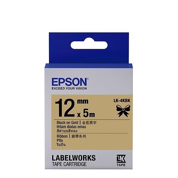 EPSON LK-4KBK 原廠標籤帶 (緞帶12mm )金黑 C53S654431