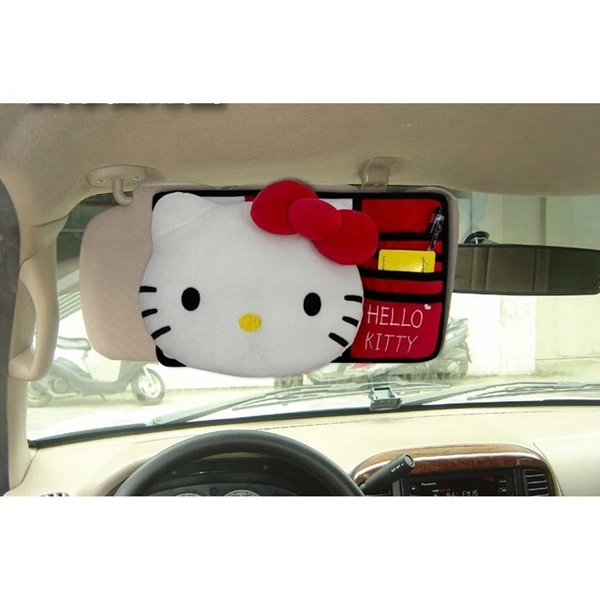 小禮堂 Hello Kitty 車用造型絨毛遮陽板護套 (大臉款) 4713909-238790 product thumbnail 3