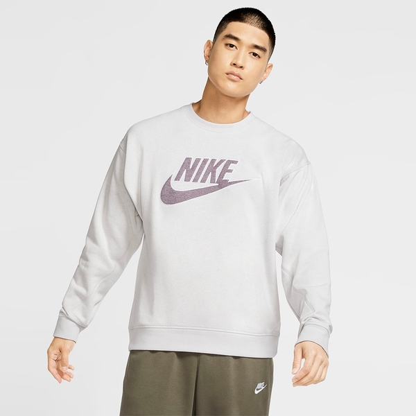 【現貨】Nike Sportswear 男裝 長袖 休閒 棉質 刷毛 環保材質 灰 紫【運動世界】CU4508-910 product thumbnail 3