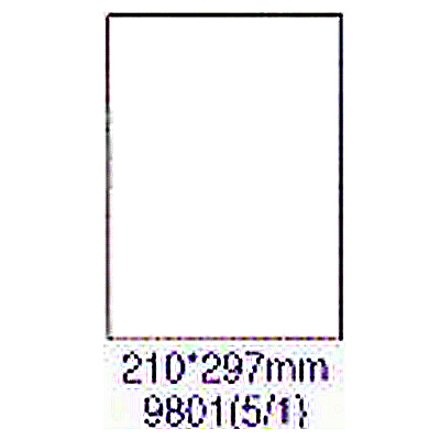 阿波羅 9801 自黏透明護貝膠膜/護貝膜 210x297mm 5大張入