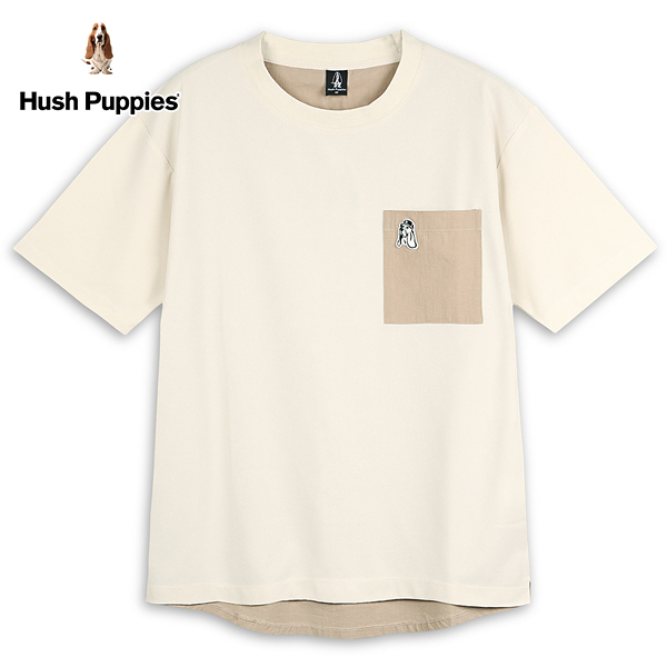 Hush Puppies 上衣 男裝漁夫帽狗異材質拼接華夫格上衣