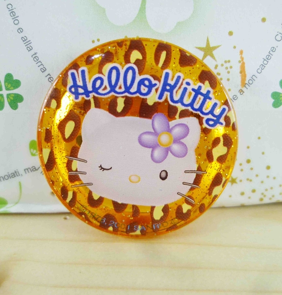 【震撼精品百貨】Hello Kitty 凱蒂貓~KITTY造型別針-圓造型-黃橘色-豹紋