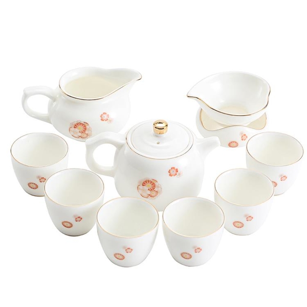 輕奢白瓷茶具玉瓷茶杯套裝客廳家用陶瓷功夫沖茶茶器