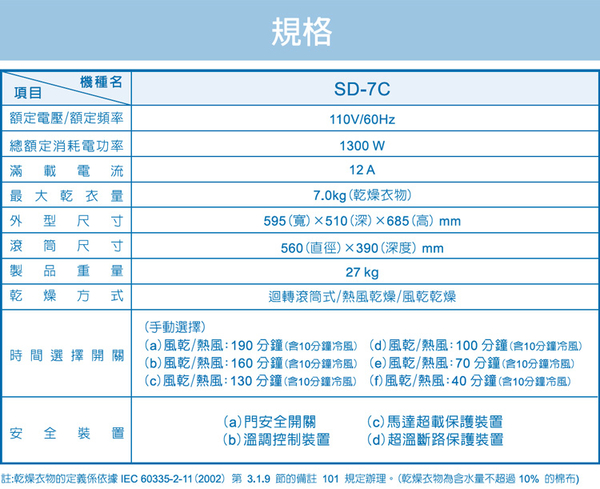 SAMPO聲寶 7公斤乾衣機 SD-7C~含拆箱定位 product thumbnail 7