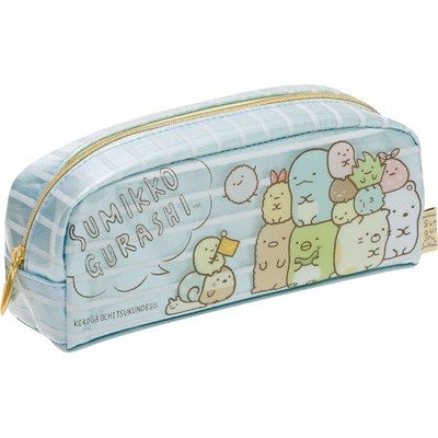 【震撼精品百貨】角落生物 Sumikko Gurashi~SAN-X 角落生物防水拉鍊筆袋 化妝包-橫條坐姿*66030