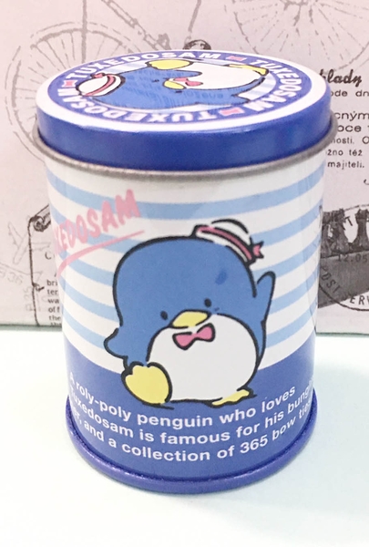 【震撼精品百貨】Tuxedo Sam Sanrio 山姆藍企鵝~迷你貼紙罐*59900