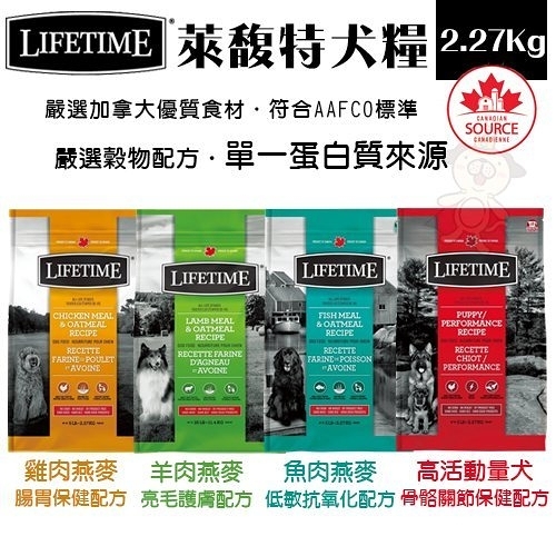 LIFETIME萊馥特 全齡犬糧-腸胃｜護膚｜低敏｜關節保健配方2.27Kg．單一蛋白質來源．犬糧