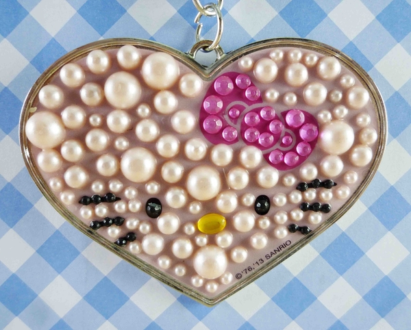 【震撼精品百貨】Hello Kitty 凱蒂貓~KITTY鑰匙圈-心型粉珠