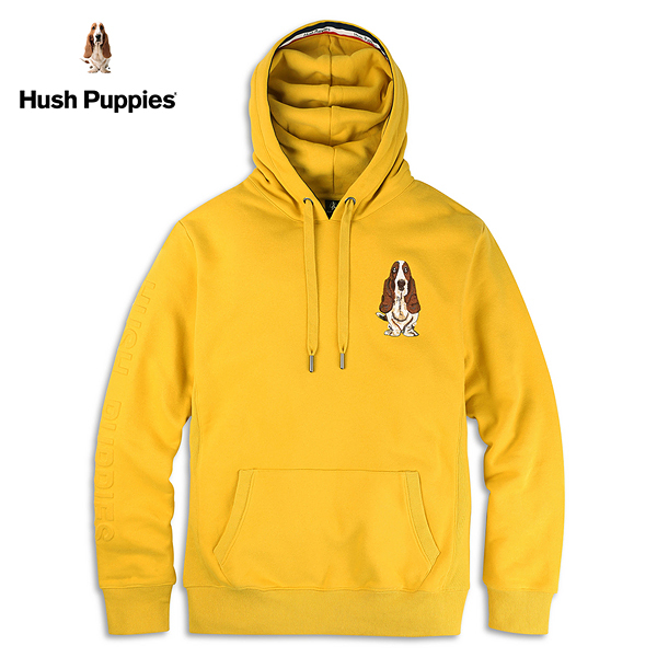 Hush Puppies 帽T 男裝率性鋼模刺繡狗刷毛帽T