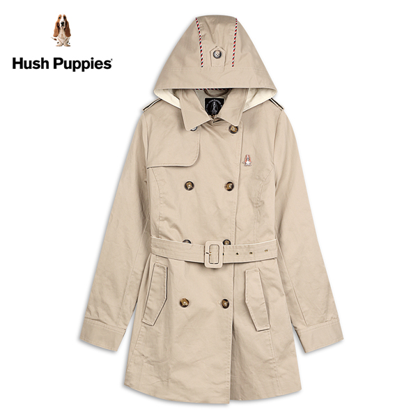 Hush Puppies 外套 女裝可拆連帽長版風衣外套